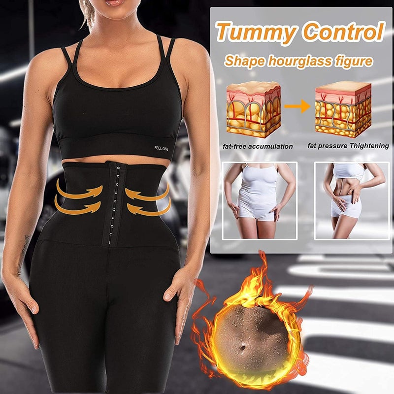 ويوبلز بنطال ساونا نسائي حراري لتنحيف الجسم والخصر، شورت عالي الخصر للساونا، بدلة ساونا رياضية، بنطال ضيق قابل للتعديل لتنحيف الخصر - Image 3